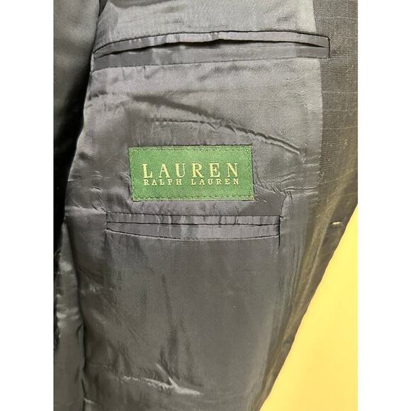 Ralph Lauren Men's Navy Blue Grey Wool Cashmere Blend Blazer Jacket Size 44L - Picture 3 of 13